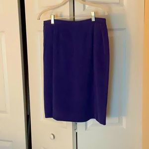 Purple silk skirt.